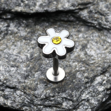 Detail View 1 of Adorable Daisy Steel Labret-White/Yellow